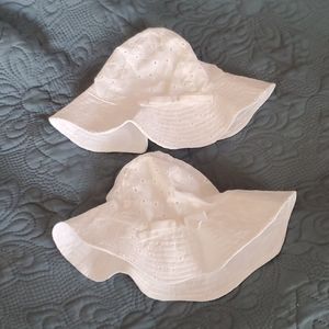 Twin girls Carter's baby eyelet floppy hat 0-3 mo